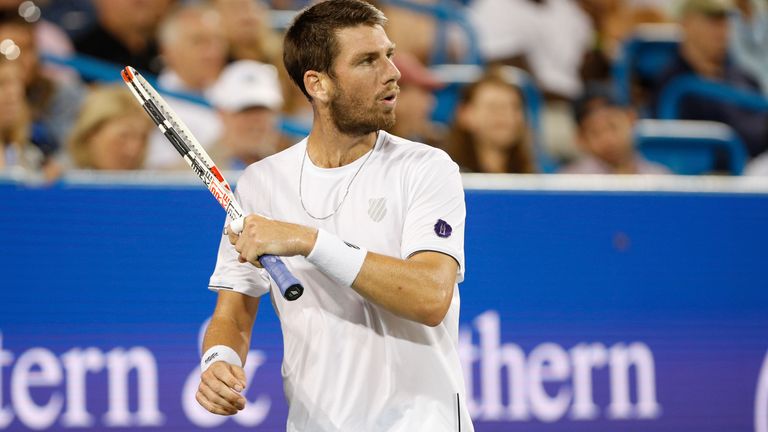 CINCINNATI, OH - AUGUST 19: Cameron Norrie of Great Britain reacts during the quarterfinals at Western & Southern Open on August 19, 2022, at the Lindner Family Tennis Center in Mason, OH. (Photo by Ian Johnson/Icon Sportswire) (Icon Sportswire via AP Images)