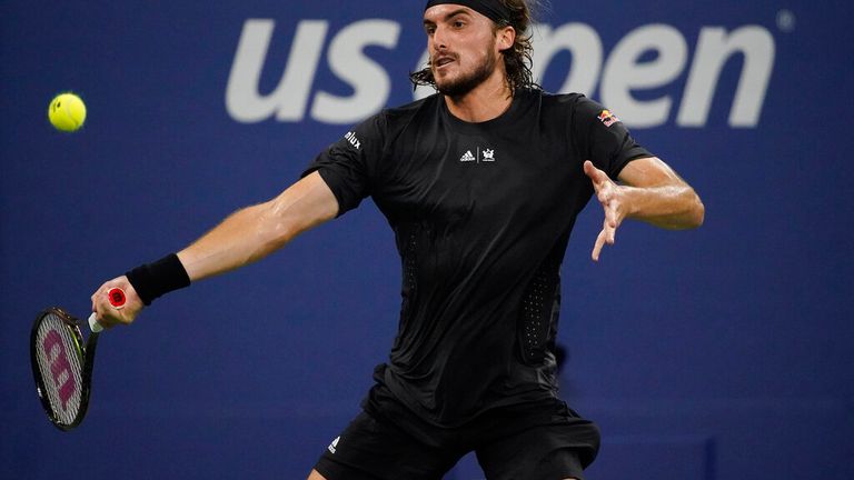 Stefanos Tsitsipas struggled to get going as he lost the first 11 matches of his first round clash. (AP Photo/Julia Nikhinson)