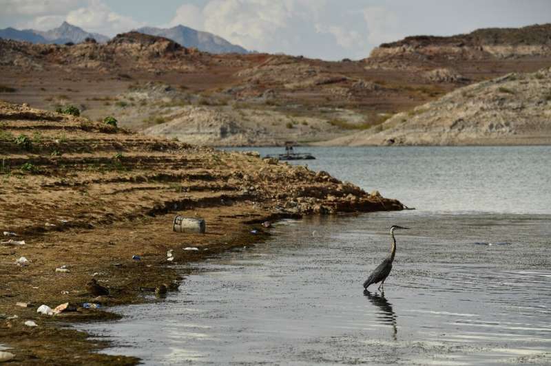 The huge Lake Mead, which was formed by the damming of the Colorado River, is at historically low levels