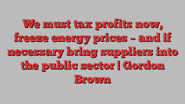 We must tax profits now, freeze energy prices – and if necessary bring suppliers into the public sector | Gordon Brown