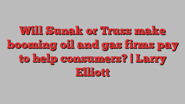 Will Sunak or Truss make booming oil and gas firms pay to help consumers? | Larry Elliott