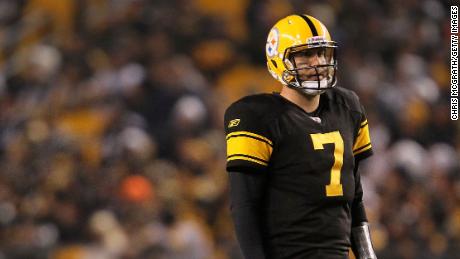 Ben Roethlisberger looks on after an incomplete play against the New England Patriots on November 14, 2010 at Heinz Field. Roethlisberger missed four games that season due to suspension.