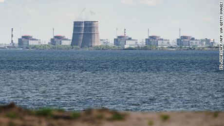 A view of the Zaporizhzhia plant from Nikopol, across the Dnipro River.