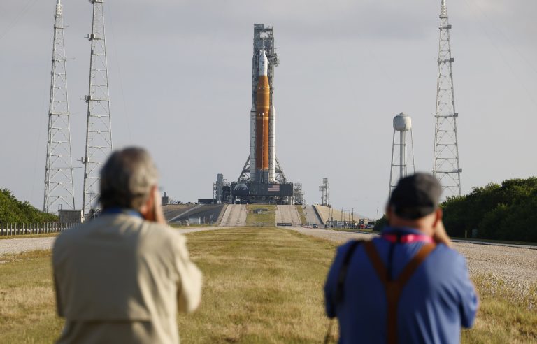 NASA’s moon rocket moved to launch pad for 1st test flight