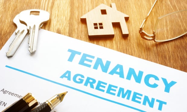 Tenancy agreement for rental lease and keys.