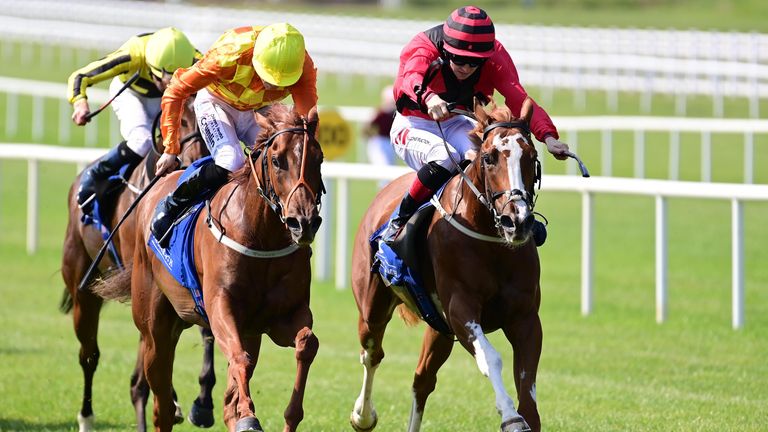 Treasure Trove (left) go down fighting to Mauiewowie at the Curragh