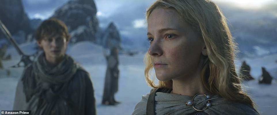 Thondir and Galadriel: Galadriel gets to the top first and consults a crude map, as Thondir (Fabian McCallum) comes up to her