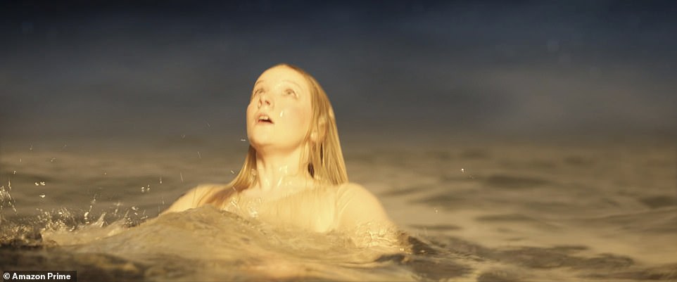 Swimming: The second episode begins where the first left off, with Galadriel alone in the sea, looking up at the sky before swimming to shore