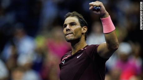 Nadal celebrates his victory over Fognini.