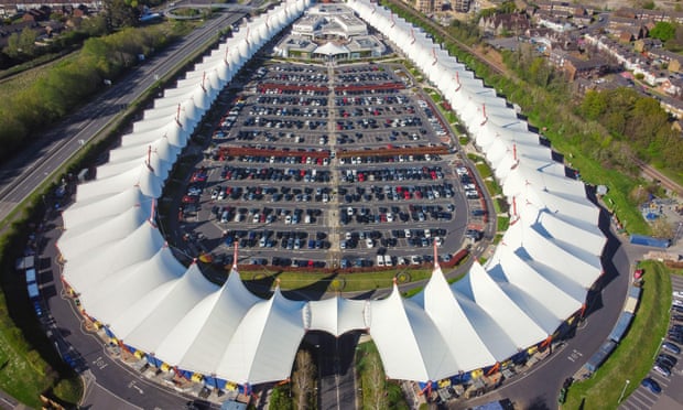 Aerial view of Ashford designer outlet, Kent, England