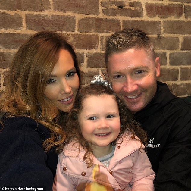 Michael went on to say he is close mates with his ex wife Kyly Clarke, 41, despite the pair splitting in 2020. Pictured with their daughter Kelsey-Lee, six