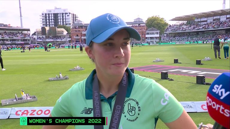 Alice Capsey gives her reaction after the Oval Invincibles retained The Hundred title