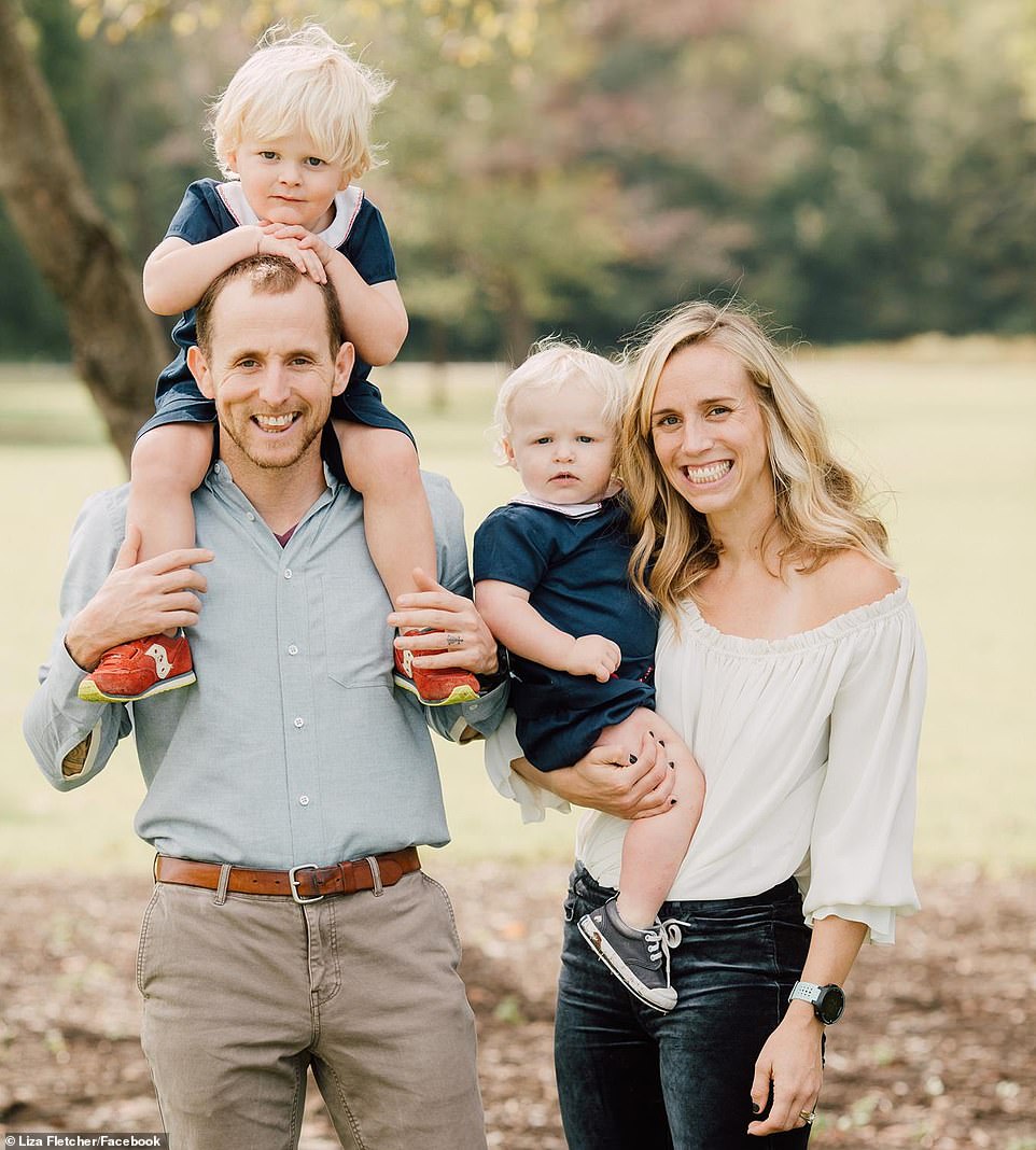 Missing mother Eliza Fletcher pictured with her husband Richie and their two children