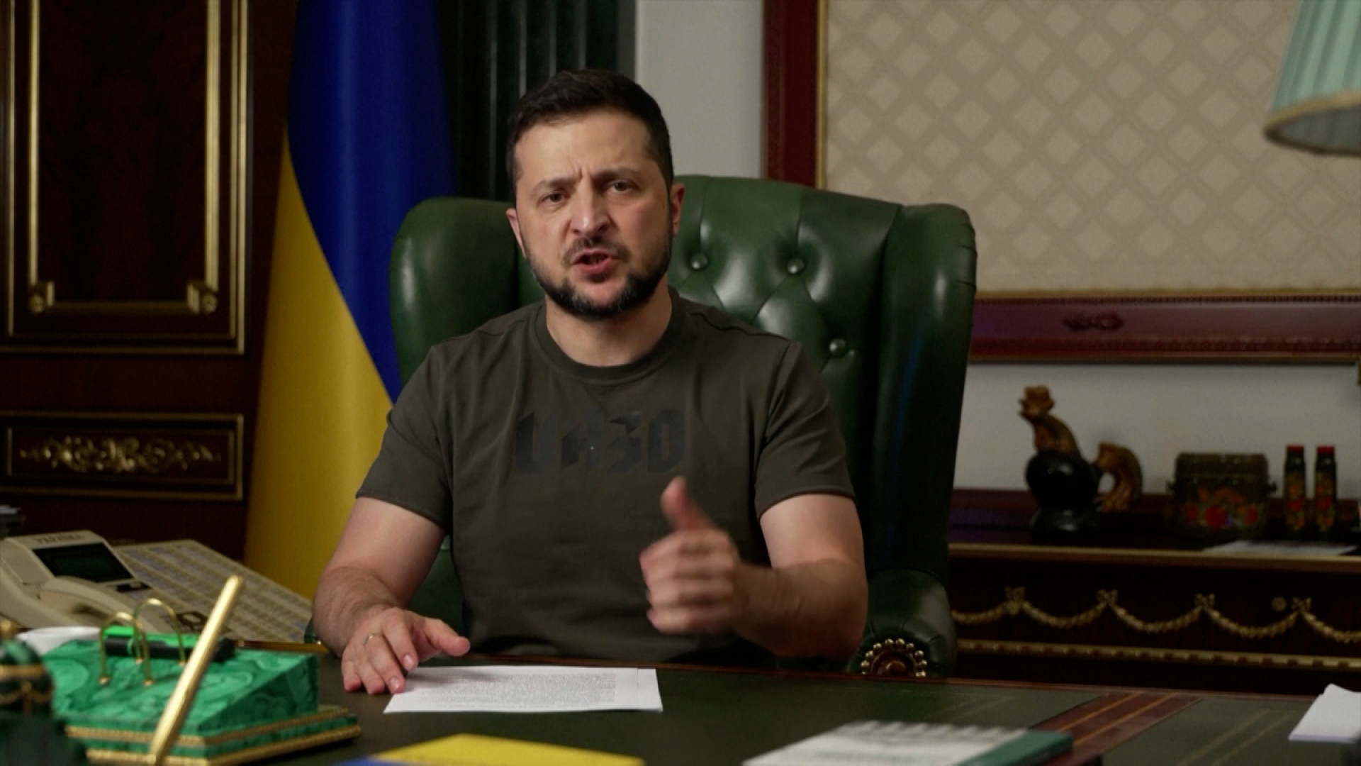 Ukrainian President Volodymyr Zelensky during his nightly address on Sunday.