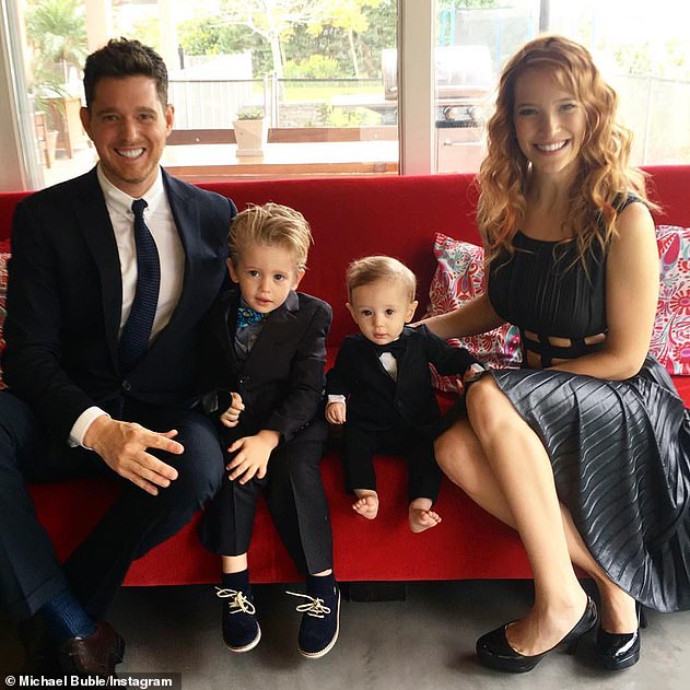 Family: The singer, 46, decided to prioritise life with his wife Luisana Lopilato, 35, and their children Noah, nine, Elias, six, Vida, four, and Cielo, one month