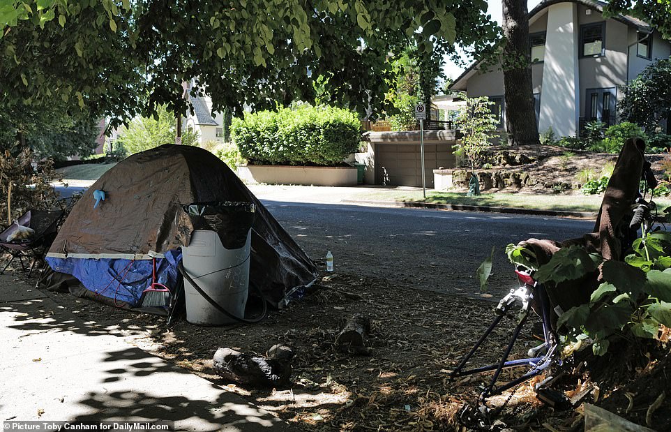 In the Laurelhurst area, where property prices are at the highest, homeless encampments have popped up on the sidewalks