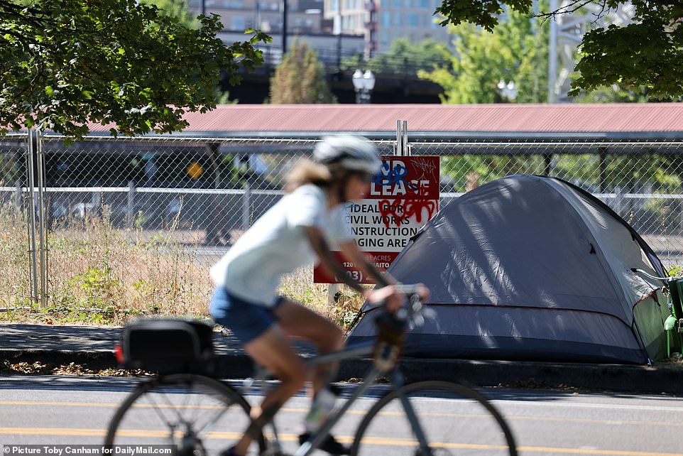 The NW Naito Village, which is actually more of an empty fenced off lot, is situated opposite the Albers Mill building which houses the Portland Plastic Surgery group