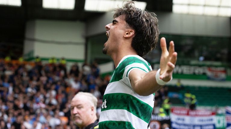 Celtic&#39;s Jota celebrates after scoring to make it 2-0