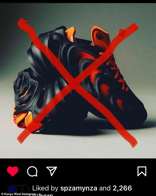 Helping out: Ye reposted a comment from his friend, producer Swizz Beatz, who stood up for the controversial rapper. After Swizz posted a photo of the shoes that West believes ripped off his Yeezy line, which included a red 'X' through it, Swizz wrote that it was 'DEAD WRONG