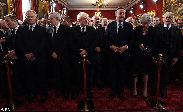 Those who were at the proclamation of the king included six former prime ministers - Boris Johnson, Theresa May, David Cameron, Gordon Brown, Sir Tony Blair and Sir John Major