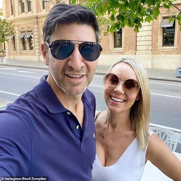 Basil is pictured here with his wife Amy Graham. The couple, who married in 2009 in Greece, have two daughters, Chloe and Ava, and a son called Anthony