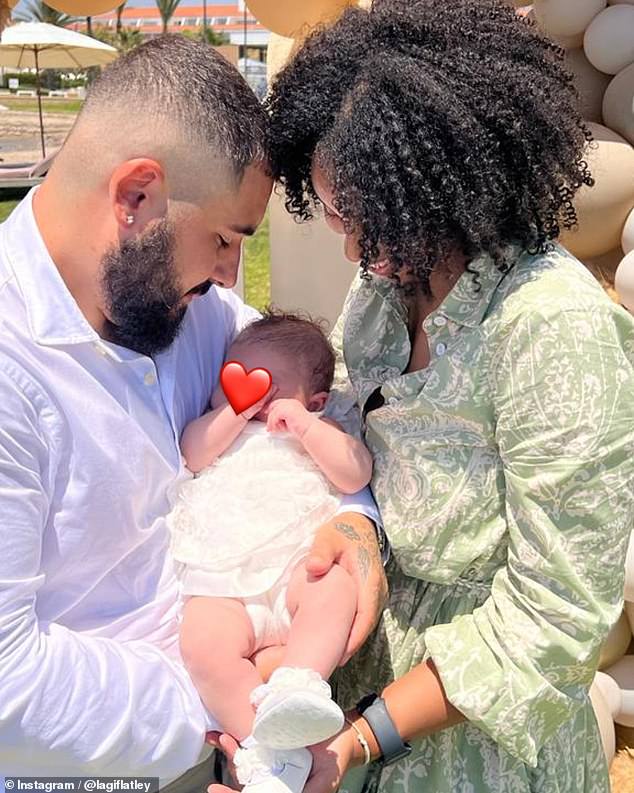 New parents: In April, Lagi revealed he and Annika had welcomed their first child together, sharing a sweet black-and-white snap of himself and Annika holding their tiny baby's hand