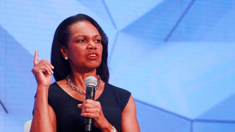 Former US Secretary of State Condoleezza Rice has hailed Amy Trask as a "pioneer" for women in the NFL