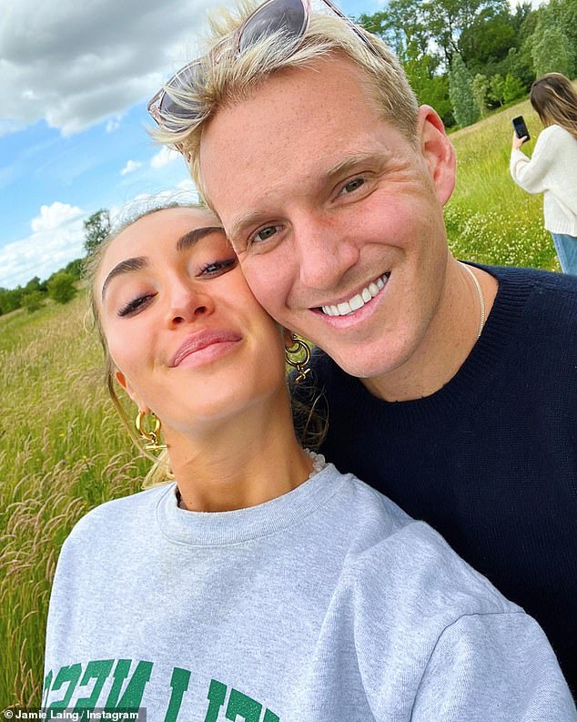 Fighting talk: James has jokingly claimed his and Maeva's wedding is going to be in a 'different league' from Jamie and Sophie's (pictured)