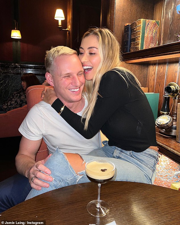 It must be love! Jamie and his reality star partner, 28, shared loved-up pictures on their social media accounts as they celebrated their engagement with espresso martini cocktails