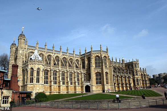 The Queen's coffin will be lowered into the Royal Vault at St George's Chapel in Windsor (pictured), where she will be buried alongside her husband the Duke of Edinburgh, her beloved parents, and her sister Princess Margaret