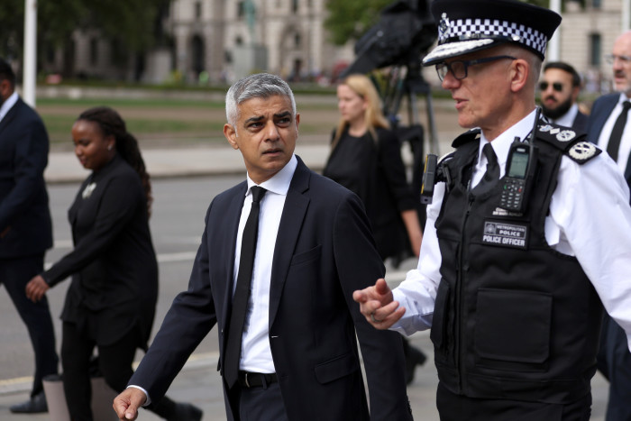 Sadiq Khan with Metropolitan Police Commissioner Sir Mark Rowley