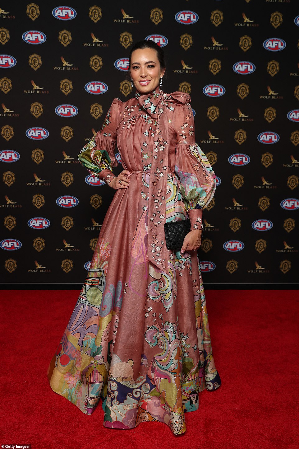 Lauren O'Shannassy, the wife of retired Fremantle star Matthew Pavlich, perhaps pushed the envelope too far with her quirky arthouse chic gown