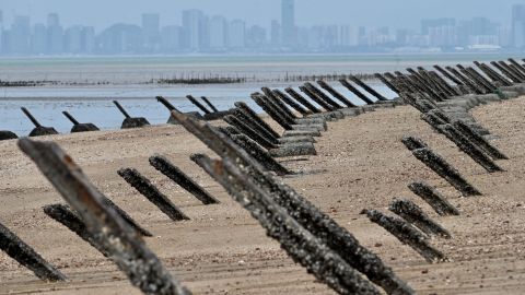 Anti-landing spikes placed along the coast of Taiwan's Kinmen islands, which lie just from China's coast.