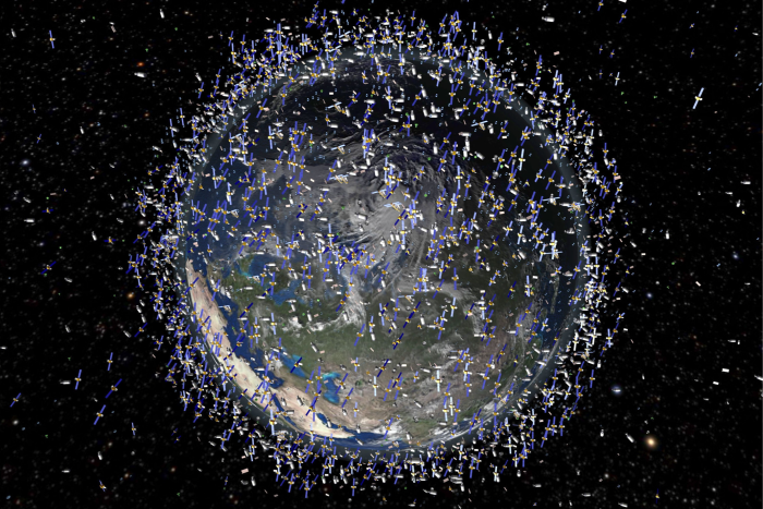 Debris floating around Earth