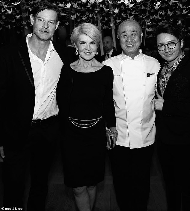 The exclusive soirée was hosted by the award-winning Japanese chef and restaurateur Nobu Matsuhisa (centre right), who was visiting his Sydney venue, which opened its doors on level two of Crown in 2020, for the first time