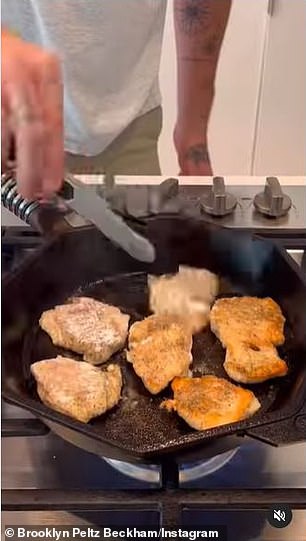 First of his family to cook: In it, Brooklyn prepared lemon chicken with orzo