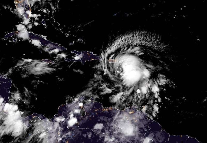 Fiona is seen off the coast of Puerto Rico at 0310 GMT on September 18, 2022