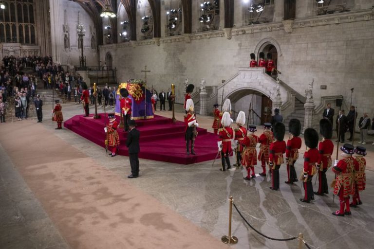 Inside Westminster Hall, where the Queen is lying in state