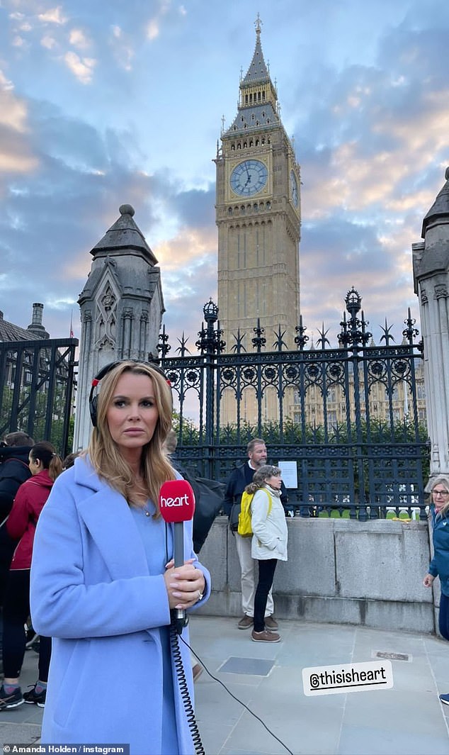 Amanda Holden takes to Westminster Hall as she chats to crowds waiting to view the Queen’s coffin