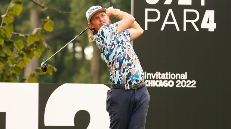 LIV golfer Cameron Smith plays his tee shot on the 12th hole during the second round of the LIV Golf Invitational Series Chicago