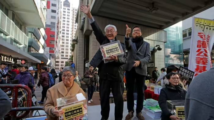 Cardinal Joseph Zen at a new year protest in Hong Kong in 2019 