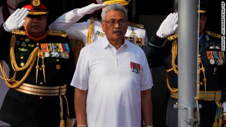 Sri Lanka&#39;s former president Gotabaya Rajapaksa during the country&#39;s Independence Day celebration in Colombo, Sri Lanka, on February 4, 2022.