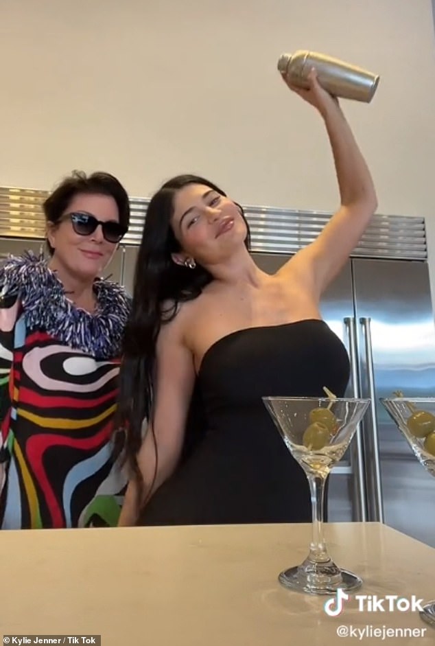 Kylie Jenner learns how to make a martini from mother Kris while teasing new makeup collaboration