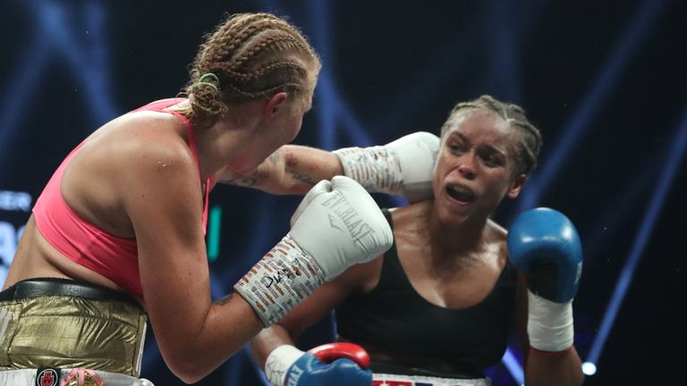 BEN SHALOM...S BOXXER FIGHT NIGHT LIVERPOOL .03/09/2022 M&S ARENA.PIC LAWRENCE LUSTIG.WBC/WBO WORLD SUPER-WELTERWEIGHT CHAMPIONSHIP.NATASHA JONAS V PATRICIA BERGHULT