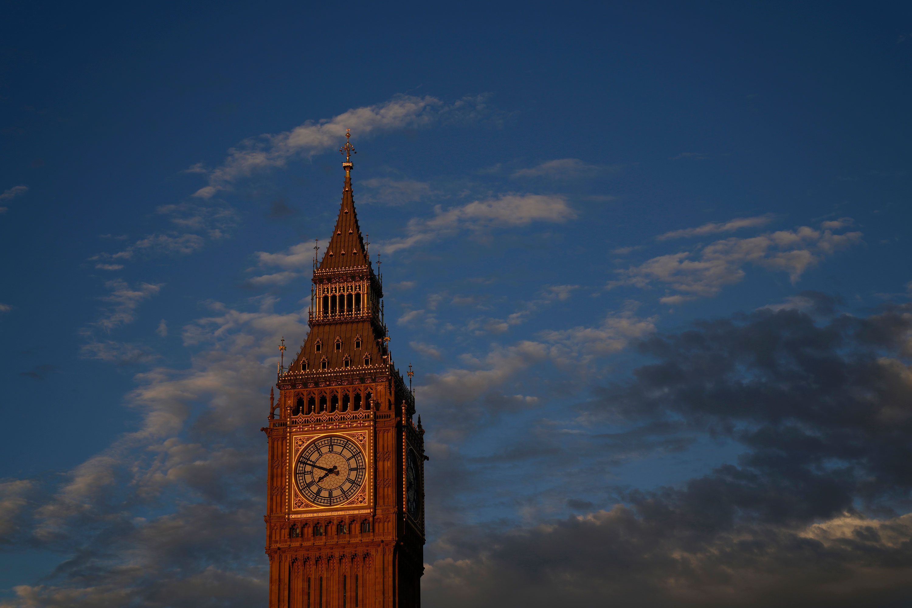 The Queen Elizabeth Tower in London is seen at sunset on August 24.