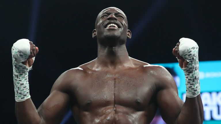 Richard Riakporhe celebrates his win over Fabio Turchi (Image: Lawrence Lustig)