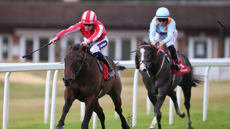 Rocket Rodney stretches clear to win the Listed Dragon Stakes at Sandown on Friday