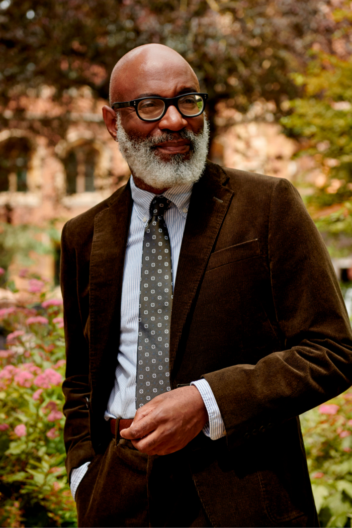 A bearded middle-aged man models a brown corduroy blazer