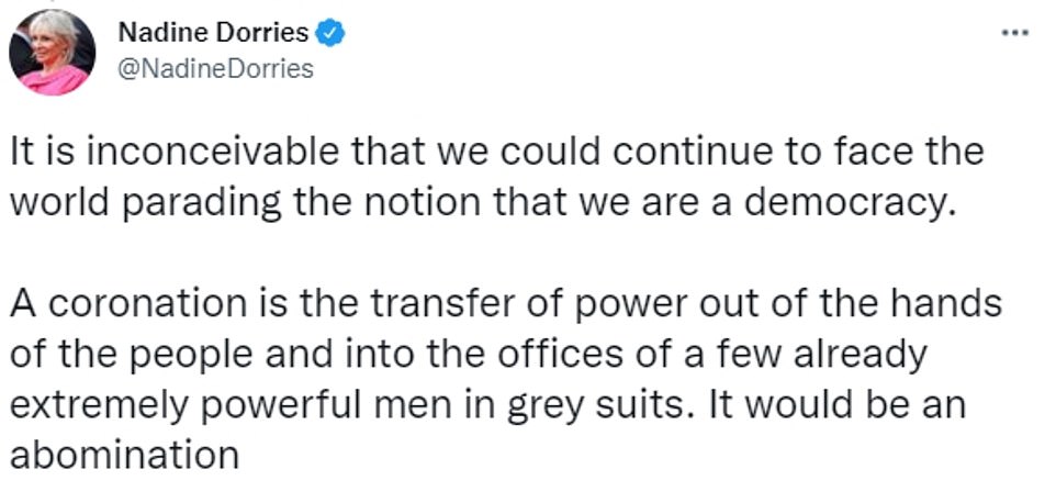 Nadine Dorries warned the only person who could return in a 'coronation' is Boris Johnson. Other MPs want Rishi Sunak or Penny Mordaunt to take over