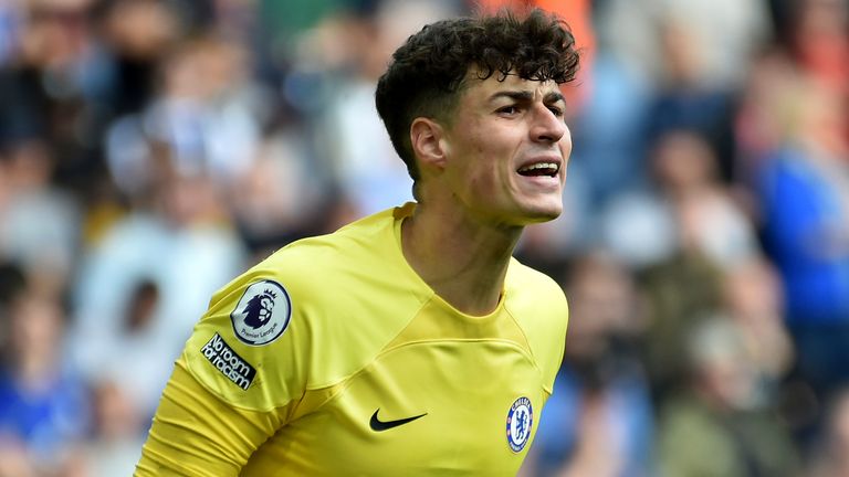 Chelsea&#39;s goalkeeper Kepa Arrizabalaga during the Premier League match between at Villa Park